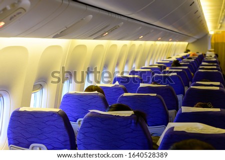 Interior of a passanger plane during flight
