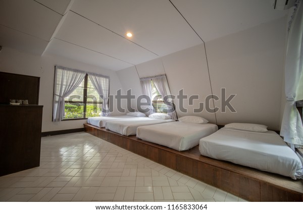 Interior Perspective Quad Hotel Bedroom Four Stock Photo