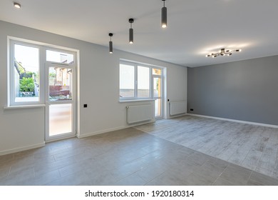 Interior Photo, Apartment After New Renovation Without Furniture In Loft Style
