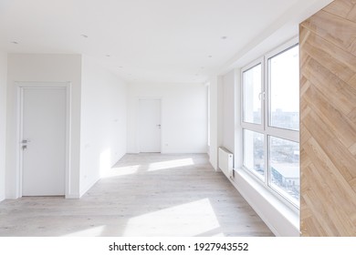 Interior Photo, Apartment After New Renovation Without Furniture In Loft Style
