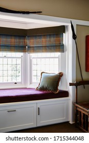 Interior Photography Of A Bay Window With Banquette Seat And Cushions In A Victorian Home