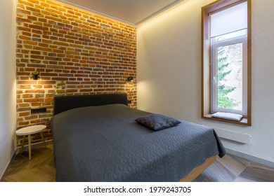 Interior Photography, Loft Style, Small Apartment With Warm Light And Dark Kitchen