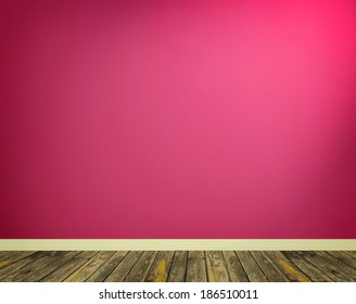 Interior With Pink Wall And Wooden Floor