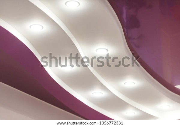 Interior Pink White Colors Suspended Ceilings Stock Photo Edit