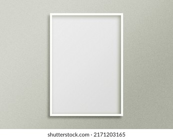 Interior poster mock up with vertical empty wooden frame. 3D rendering.