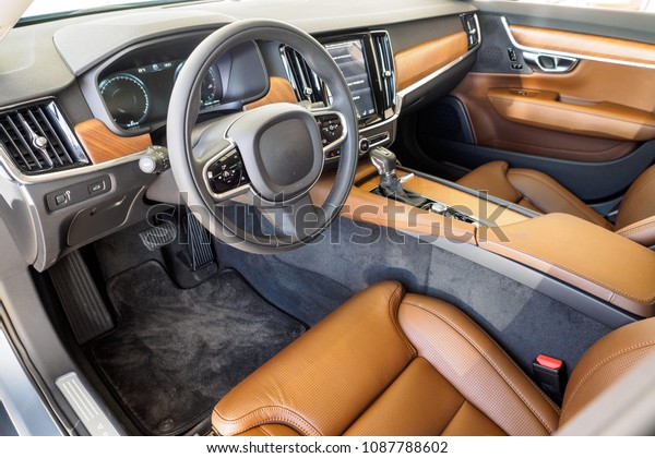 Interior Prestige Modern Car Comfortable Leather Stock Photo