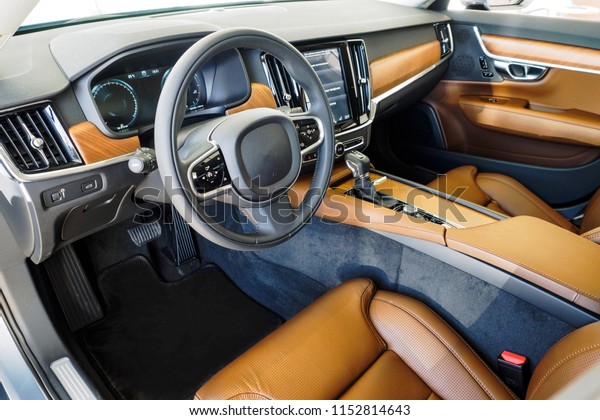 Interior Prestige Modern Car Comfortable Leather Stock Photo