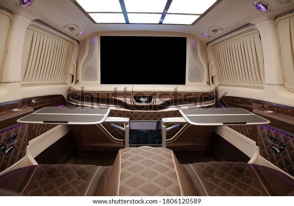 Interior of prestige\
modern car. Luxury\
car.