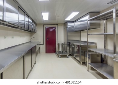 Interior Of Professional Kitchen. 