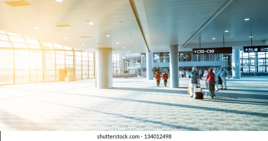 The Interior Of The Pudong Airport In Shanghai China.