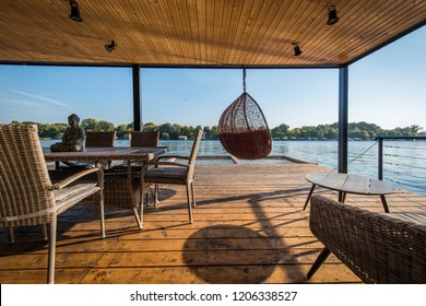 Interior Of Residential Log Cabin Nex To River Or Lake