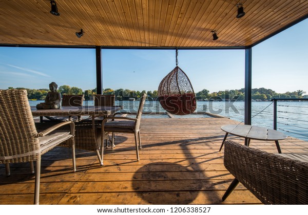 Interior Residential Log Cabin Nex River Royalty Free Stock Image