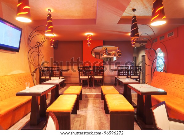 Interior Restaurant Modern Design Few Colors Stock Photo