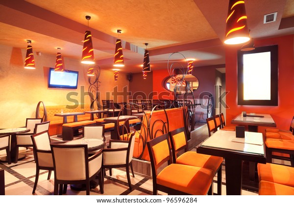 Interior Restaurant Modern Design Few Colors Stock Photo