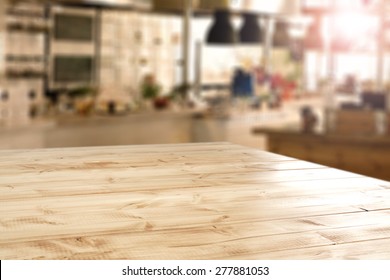 interior of retro kitchen place and desk of yellow color  