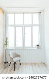 Interior of a room with a large window