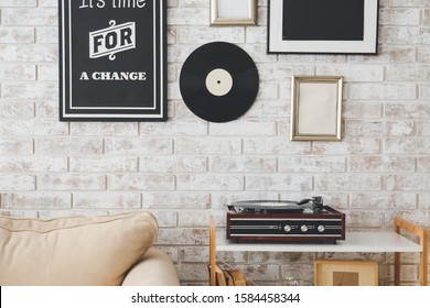 Interior Of Room With Record Player