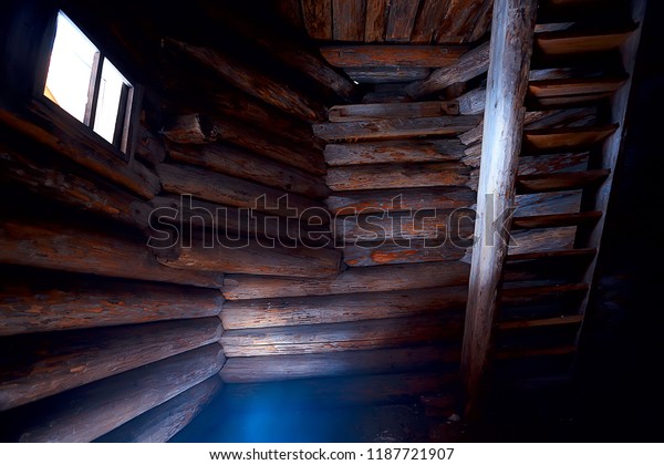 Interior Russian Wooden Church Orthodox Wooden Objects
