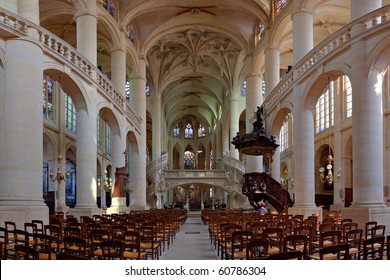 Interior Saint Etienne Du Mont Church, Paris.