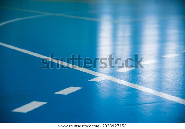 Interior of the school sports hall\
for playing basketball, volleyball, handball and\
sports