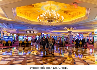 Interior shopping galleries in the casino. Las Vegas, Nevada, USA, November 2018