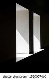 Interior side view at windows with bright daylight