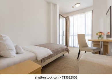 Interior Of A Single Bed  Hotel Bedroom