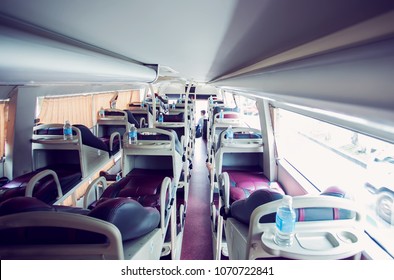 Interior Of Sleeper Bus For Tourists And Other Passengers