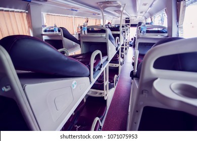 Interior Of Sleeper Bus For Tourists And Other Passengers