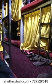 Interior Of Sleeper Overnight Bus, Karnataka, India