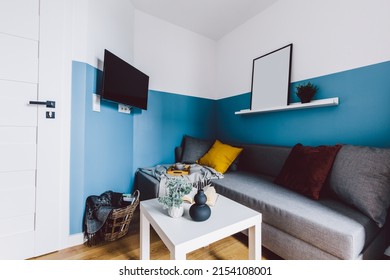 Interior Of Small Apartment Living Room. Real Estate Rent And Home Staging