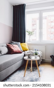 Interior Of Small Apartment Living Room. Real Estate Rent And Home Staging