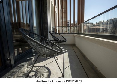 Interior Of A Small Apartment Terrace With Chairs