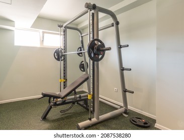 Interior Of A Small Hotel Gym With Equipment