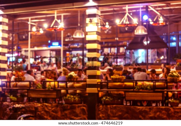 Interior Small Restaurant Blurred Background Blurred Stock