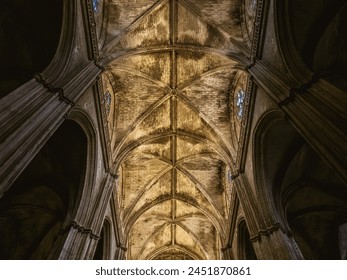 Interior spine of the La Giralda Cathedral in Seville, Spain, Andalusia, gothic architecture - Powered by Shutterstock