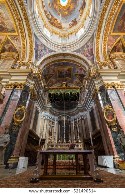 Interior St Pauls Cathedral Mdina Cathedral Stock Photo