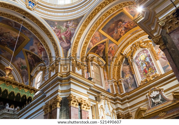 Interior St Pauls Cathedral Mdina Cathedral Stock Photo