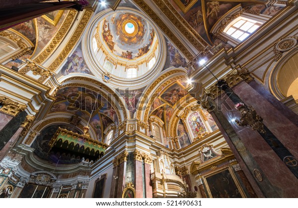 Interior St Pauls Cathedral Mdina Cathedral Stock Image