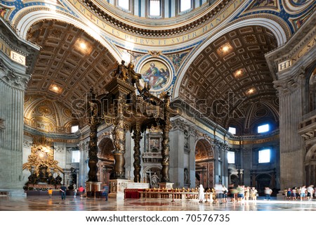 interior of the St. Peter's Basilica in Rome, Italy