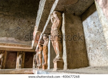 Interior of Stabian baths (Terme Stabiane) in Pompeii, Italy