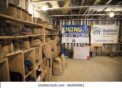 Interior Of Staging Area Room Of Habitat For Humanity New York City Housing Unit Building Project In The Brownsville Section Of Brooklyn, NEW YORK MAY 25 2017.