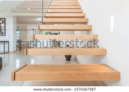 Interior staircase in a newly built house