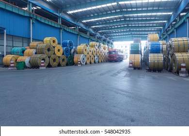 
The Interior Of A Steel Mill Coil Warehouse