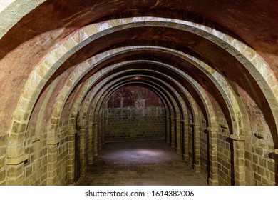 interior structure with cobbled arches