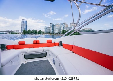 Interior Of A Stunning Modern Private Sailing Catamaran, Luxury Yacht Seats