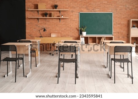 Interior of stylish empty classroom