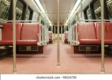 Interior Of Subway Train Car In Washington DC Metro System