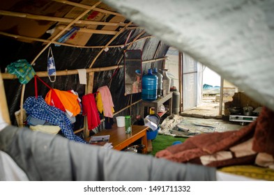 Interior Of A Tent In The Kathmandu Refugee Camp During The Earthquake. Kathmandu Nepal. June 2015
