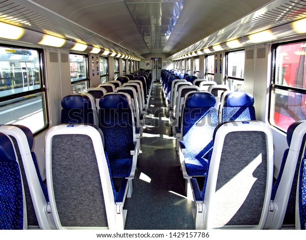The interior of the train,\
Europe